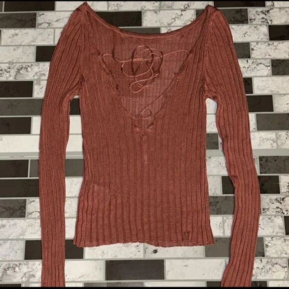 NWOT Free People Hits Different Lace-Up Top in Rusted Coral Sz S - Picture 10 of 12